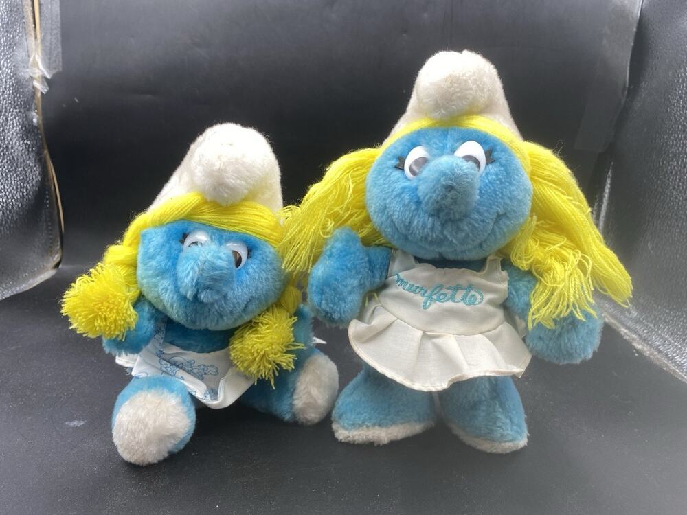 2 Lot Of 1980’s Smurfette Stuffed Plush, Peyo, Wallace Berrie, Vintage